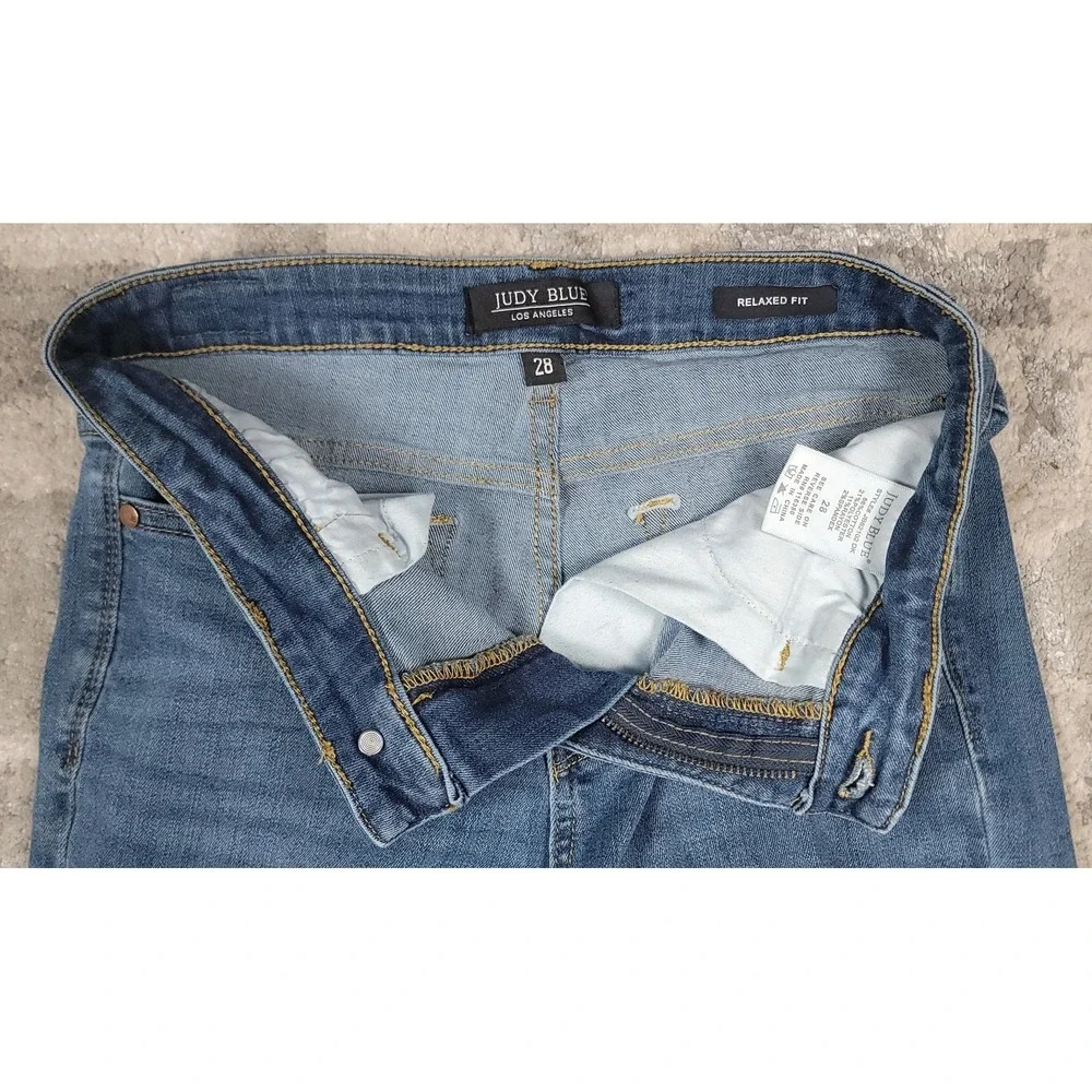 Judy Blue Relaxed Fit Stretch Logo Jeans Women's Blue Denim Sz 28x26 - Picture 5 of 9